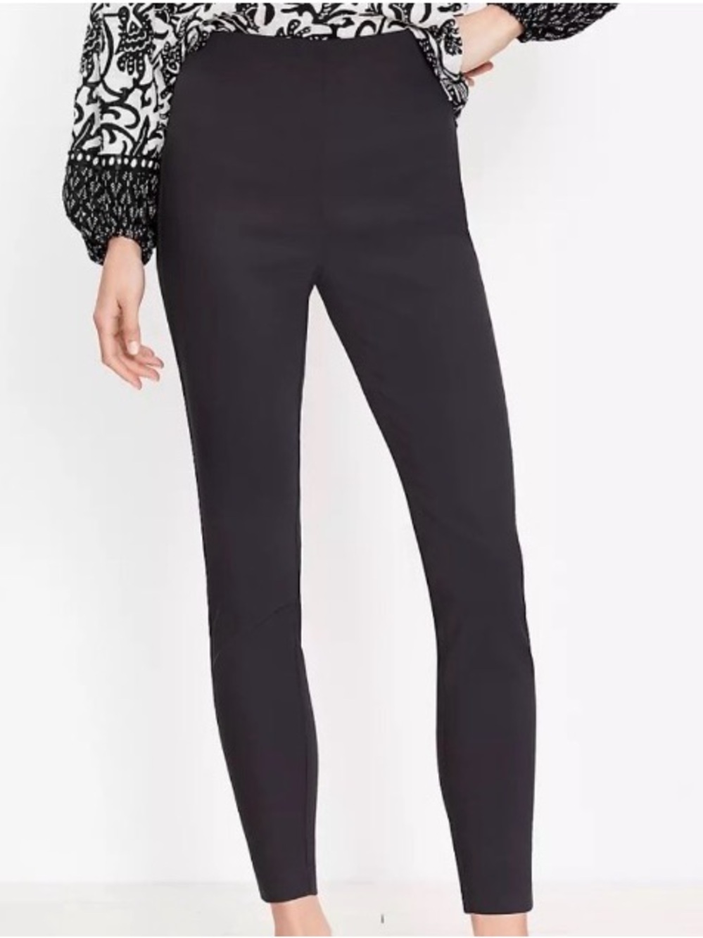 Ann Taylor LOFT High Waist Curvy Skinny Pants Sz 12 Black - Picture 1 of 8
